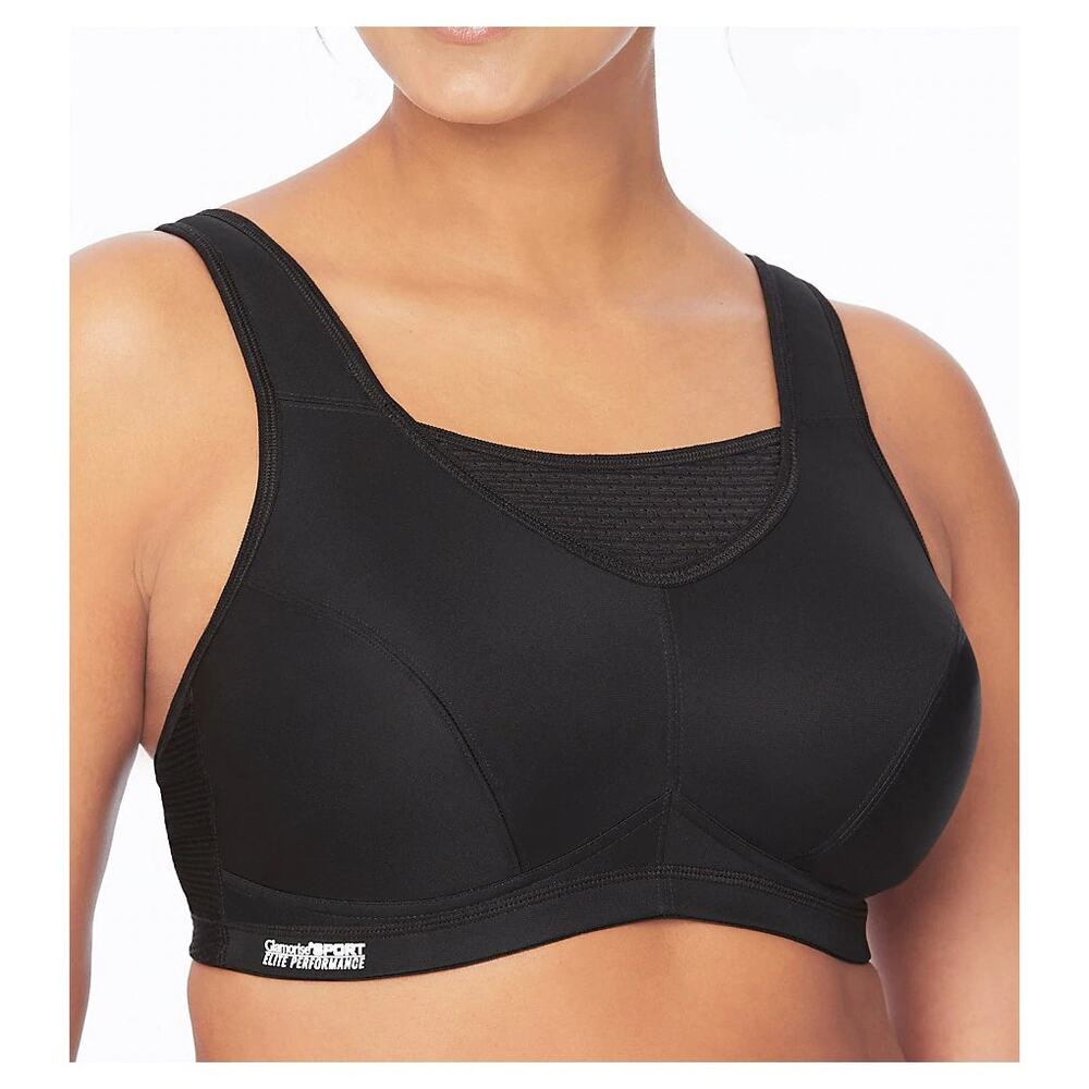 Glamorise sport Mid impact wire free adjustable sports bra Womens size 50D black